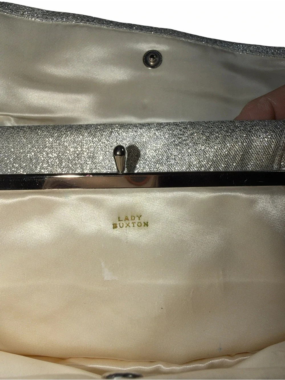 Vintage Lady Buxton Silver Sparkle Fold-Over Clutch